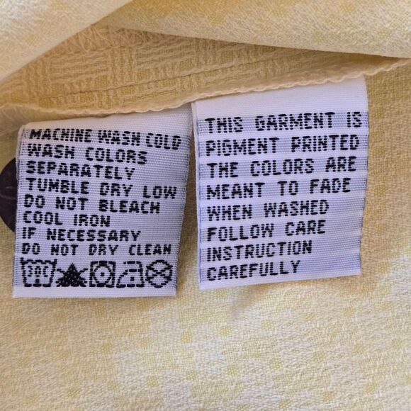 Tommy Bahama Mens Jacquard 100% Silk Button Up Tropical Shirt Pale Yellow Medium - Picture 8 of 12